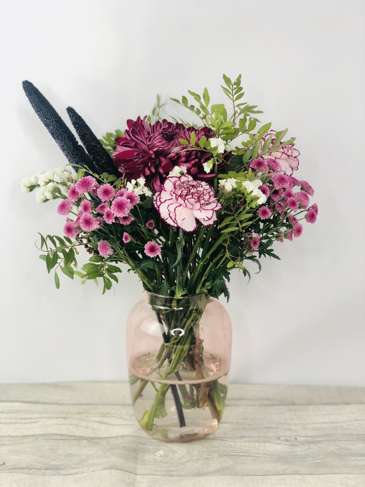 A Winters Garden Pink Vase of Flowers